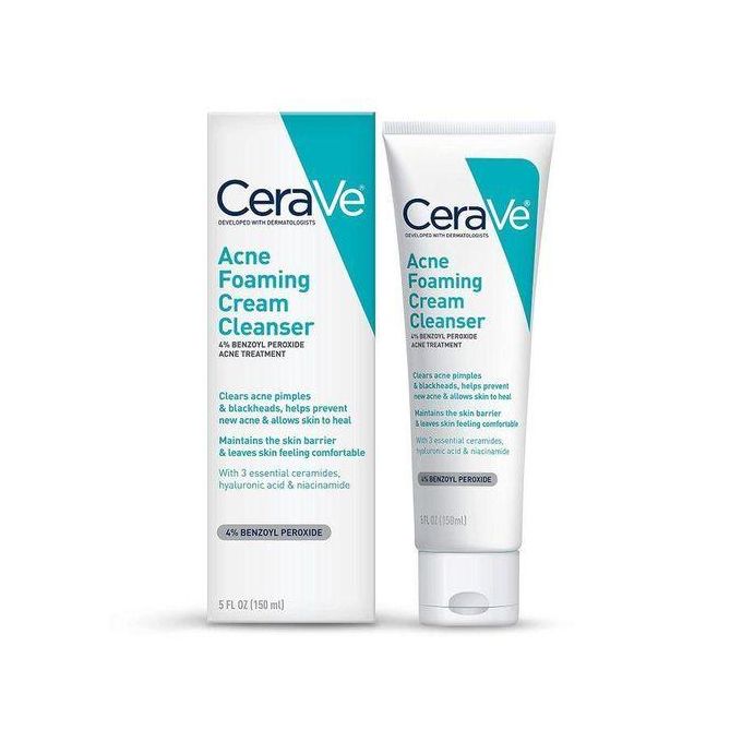 Cerave Acne Treatment-Acne Foaming Cream Cleanser With 4% Benzoyl Peroxide- 150ml